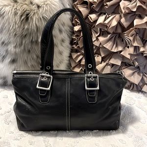 Coach Black Leather Stachel Purse